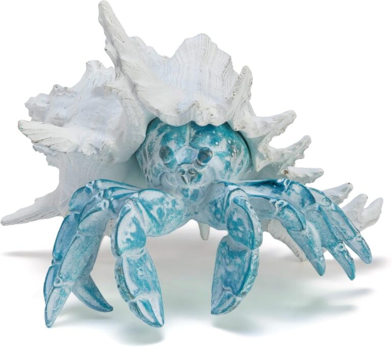 VVGIFTS Blue Hermit Crab Coastal Resin Statue, 8 x 9 x 6 Inches